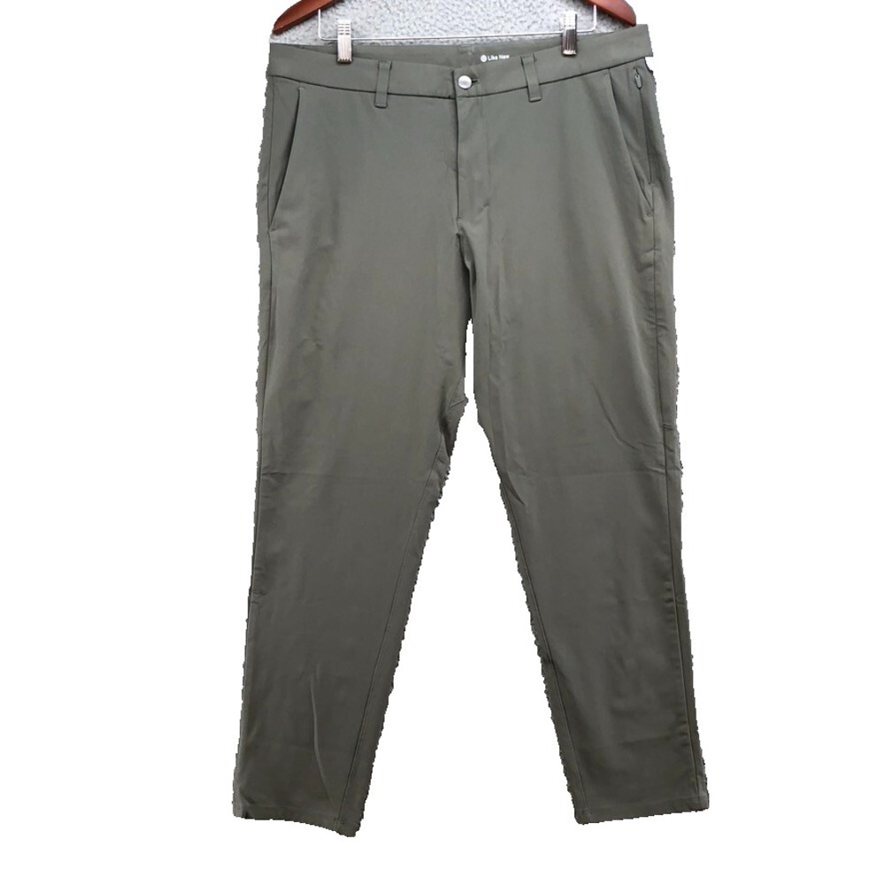 Lululemon Commission Pant Slim Warpstreme‎ 34" Dark Olive Mens 36 Active Preppy